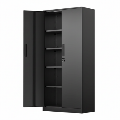 72” Metal Storage Cabinet, Garage Cabinets and Storage System with Doors and Shelves, Tall Lockable Tool Cabinet for Garage, Office, Home (Black)