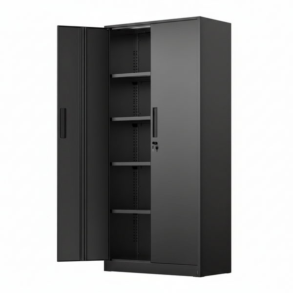 72” Metal Storage Cabinet, Garage Cabinets and Storage System with Doors and Shelves, Tall Lockable Tool Cabinet for Garage, Office, Home (Black)