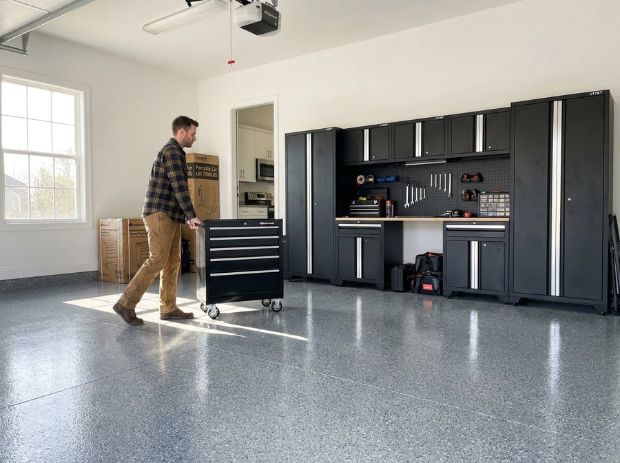 Garage equipment in a working lifestyle setting