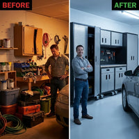 10-Piece Heavy Duty Steel Garage Cabinet System — Before & After