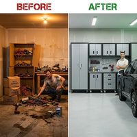 10-Piece Heavy Duty Steel Garage Cabinet System — Before & After