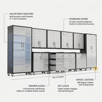 10-Piece Heavy Duty Steel Garage Cabinet System — How It Works