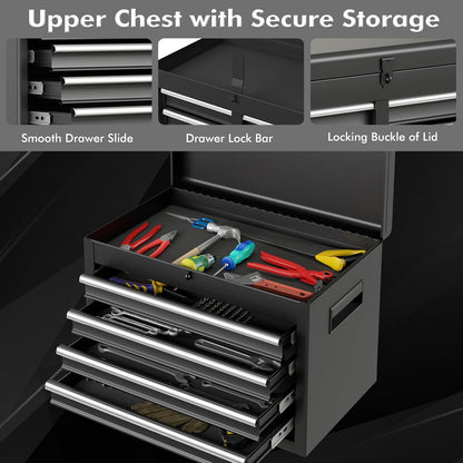 5-Drawer Rolling Tool Chest, Tool Storage Box, Removable Tool Cabinet, Sliding Metal Organizer W/Lockable Drawers (Classic Black)